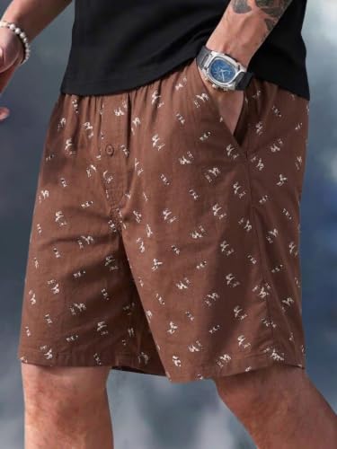 Image of Men's Cotton Casual Shorts |Striped Half Pants for Men |Comfortable | Elastic Waist with Drawstring | Lightweight & Comfortable for Beach Vacations, Casual Daily Outings & Sleepwear Bermuda Shorts