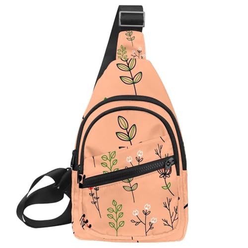 Sac dos bandoulière à motif fleurs et feuilles en tissu déperlant