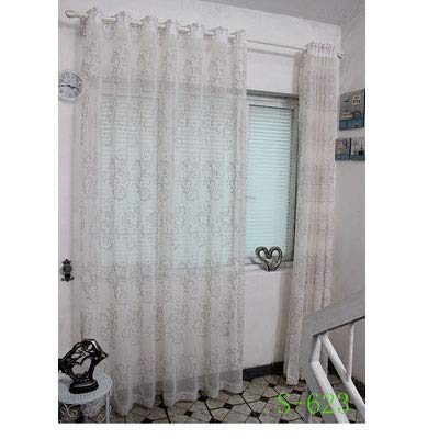 Rideau voile gris 200x270cm en coton lin occultant léger à crochets pour chambre