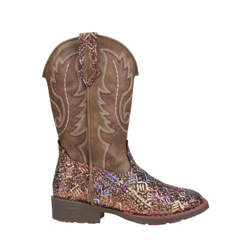 ROPER Kids Girls Aztec Glitter Square Toe Casual Boots Mid Calf - Brown