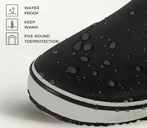 Image of Ubon Deck Boots for Men Waterproof Rubber Ankle Rain Boots for Fishing | Pull-On Shoes with Anti-Slip Traction, Breathable Lining, Removable Insole, Suited To Boats, Docks, Gardening, Camping