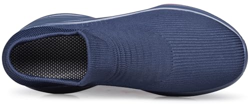 Image of DOUSSPRT Womens Walking Shoes Sock Casual Ladies Fashion Sneakers Comfortable Slip On Air Cushion Platform DarkBlue 9.5