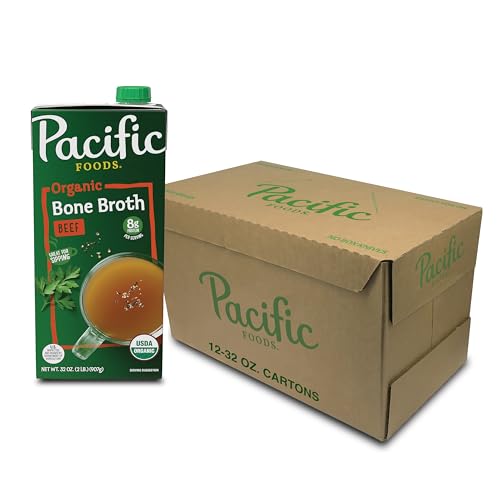 Pacific Foods Organic Beef Bone Broth, 32 Oz, Pack of 12