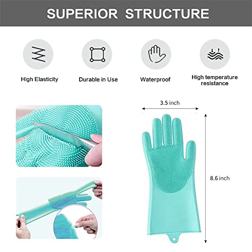 VSV stoage Pet Grooming Gloves for Bathing & Hair Removal, Dogs & Cats Bath Shampoo Brush, Durable Silicone Scrubber Massage Glove for Horse Shower, Soft Spiky Scrubber Waterproof 2 Pack (Green) - Image 6