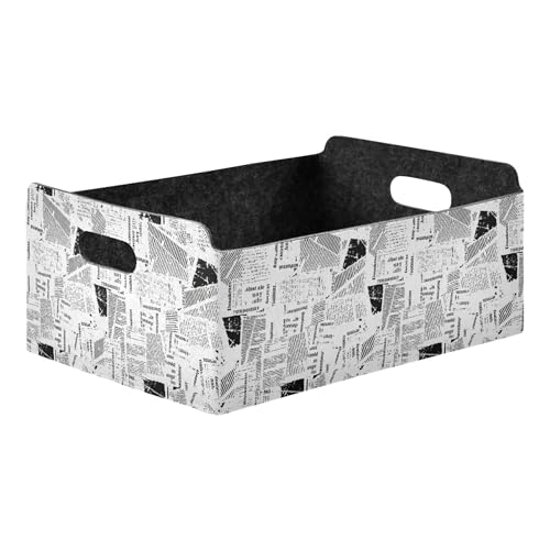 Takiito Grunge Newspaper Storage Basket for Organizing Felt Shelf Basket Fabric Closet Organizer Storage Box for Home Office Cloth Book 1 Pack