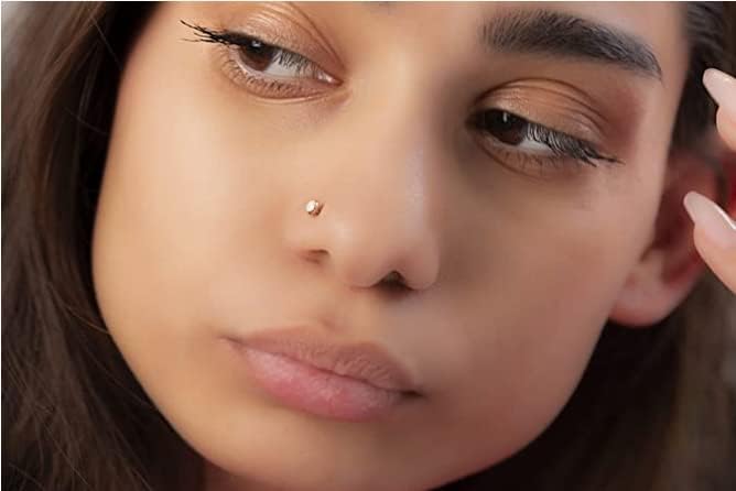 Miniatura 7 de Nose Stud Piercing 22 Gauge 14K Gold-Filled - Simple L-Shaped Nose Stud With White Opal - Unique Gold Nose Stud Pin - Handmade Body Jewelry for