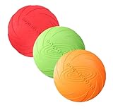 3 juguetes de disco volador para perros hechos de goma, para diversión interactiva al aire libre, perfecto para entrenamiento de perros, lanzar, atrapar y jugar