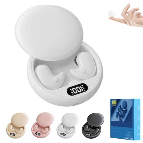 HOPASRISEE 2026 Mindbuds Die Komfortablen Earbuds Ohne Druckgefühl Mindbuds Schlafkopfhörer mit LED-Anzeige Mind Buds Kopfhörer zum Schlafen Bluetooth 5.4 von Schwereloser Leichtigkeit(Weiß)