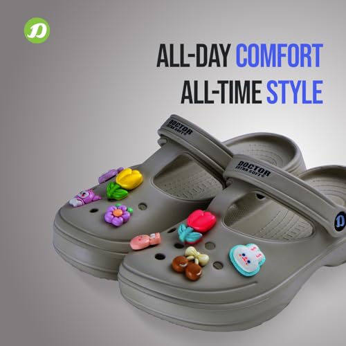 Image of DOCTOR EXTRA SOFT Women's Classic Charms Clogs /Sandals with Adjustable Back Strap for Adult | Comfortable & Light Weight | Stylish & Anti-Skid |Waterproof & Everyday Use Mules for Girls & Ladies D-511