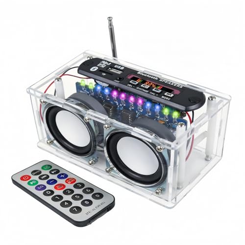 DIY Stereo Speaker Soldering Practice kit- BT, USB Player & FM Receiver- Complete Soldering Project kit with Components, PCB & Enclosure, Perfect for Electronics Enthusiasts & Beginners
