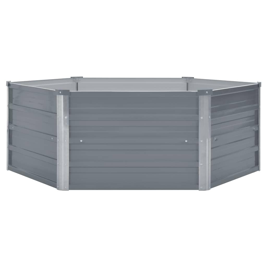 Aiuola Rialzata Esagonale 129x129x45 cm in Acciaio Grigio | Fioriera da esterno esagonale per coltivare piante e verdure in giardino o nell'orto domestico.