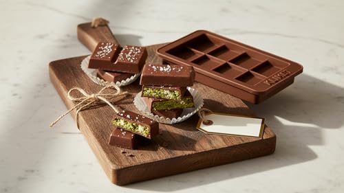 Image of KLIMET Deep Silicone Chocolate Bar Mold | Large & Thick Candy Bar Mould for Stuffed Chocolate | Big Mold for Knafeh, Pistachio, Dubai-Style Bars | (Pack of 1)