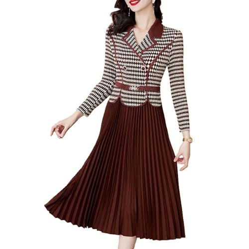 Robe à manches longues et col en V respirante à boutons imprimés pour femme
