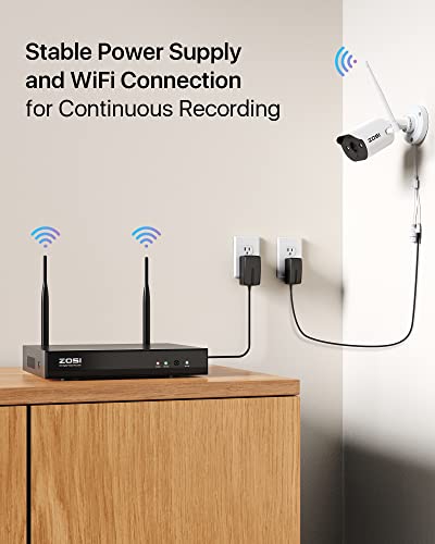 ZOSI 2K 8CH Spotlight Wireless Security Camera System with 2 Way Audio,2K H.265+ 8CH CCTV NVR,4pcs 3MP WiFi IP Cameras Outdoor,Color Night Vision,Light & Siren Alarm,1TB HDD for Home 24/7 Recording