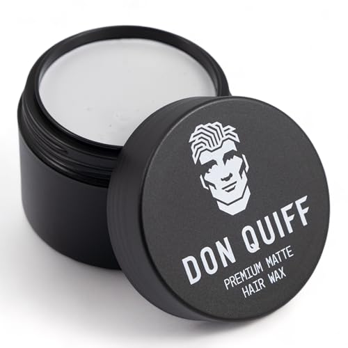 Don Quiff®, Clay Pomade, Flexible Hold, Reshapable, Combable, Ultra Matt, Water Resistant, Best Premium Matte Hairwax, Short Hair Style, Women & Men, Beeswax Based, Beegan