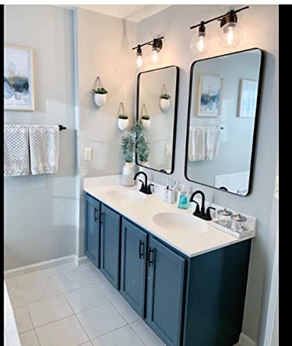 Ushower Black Bathroom Mirror 22 X 30 Inch, Matte Black Rectangle Mirror For Wall, Rounded Metal Frame Vanity Mirror #TOP1