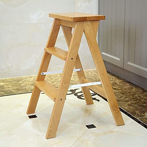 Taburete escalonado para el hogar y escalera plegable de madera multifunción interior 4