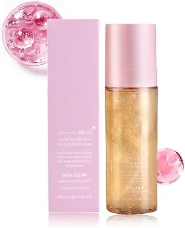 SPF 50 Sheer Setting Mist Sunscreen, Broad Spectrum Shimmering Set Makeup Moisturizing Protection Spray, Light And Transparent Oil Control Fast Film Forming, Suitable for Face And Body