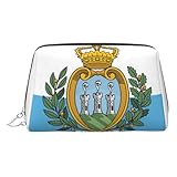 necessaire de toilette saint louis  DUWAA Trousse de toilette en cuir imprimé drapeau de Saint-Marin pour homme et femme, cadeau de voyage, salle de bain, douche, articles de toilette, Argenté, One Size