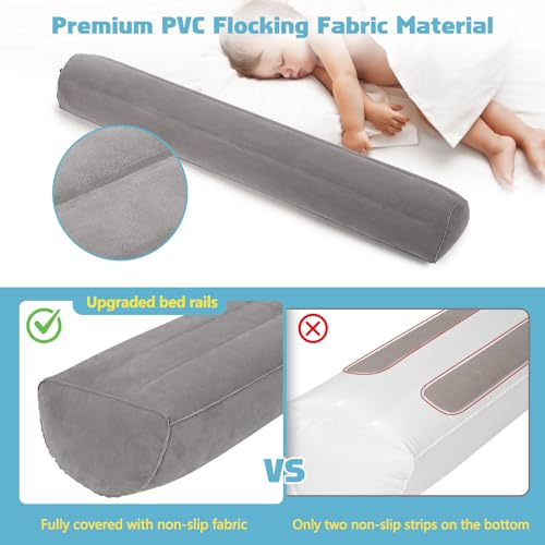 Image of USHMA 2Pack Travel Bed Rails for Toddlers | Non-Slip Soft Flocking Portable Inflatable Bed Rails for Toddlers | Travel Toddler Bed Rail for Full, Queen, King Size Beds | Portable Bed Rail for Travel