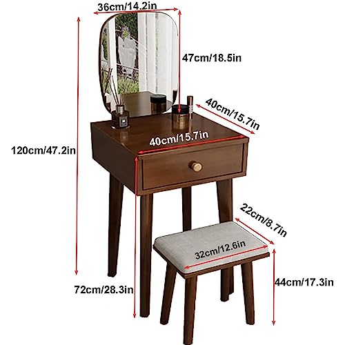 Tocador de maquillaje mini ZTGL con taburete y espejo LED 3