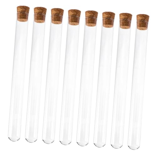 NESTINGHO 8個 平口丸底ガラス試験管 軽量プレミアム素材 耐久性抜群 コルク栓付き 多用途実験用容器 学校 家用サンプル保存に