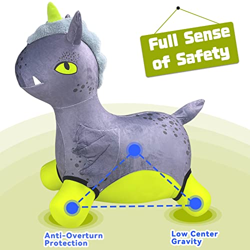 Bouncy Horse - Baby Toys Inflatable Plush Bouncing Dinosaur Hopper, Indoor Outdoor Toys Ride On Animal With Pump For Boys Girls Toddlers Birthday Party Gifts #TOP2