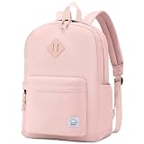 VASCHY Lightweight Backpack for School, Water Resistant Classic Bookbag with Side Pockets for Girls,Kids,Teens Blush Pink