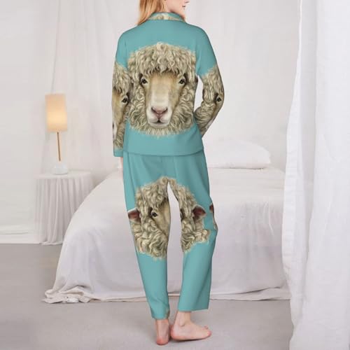 Ensemble de pyjama rétro EdWal pour femme à imprimé mouton - 5