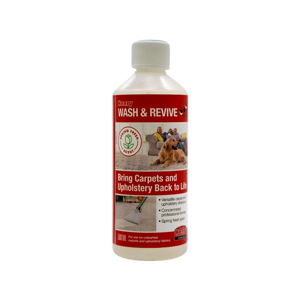 Numatic Henry Wash & Revive - 1L - Carpet Shampooer Cleaning Fluid Nuchem4 Part Number 914041 & 219297 Low Foam Carpet Cleaning Detergent Compatible for all Carpet Vacuum Cleaners - Spring Fresh Scent