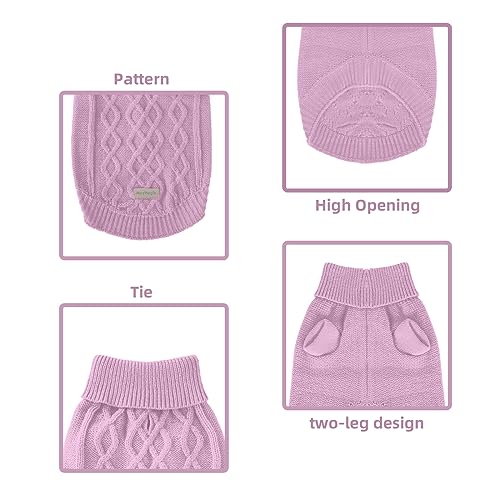 Pet Dog Sweater, MengMengDa Elastic Comfortable Pet Clothes, Turtleneck Warm Winter Puppy Knitwear Pullover for Small Medium Dog (Pink M)