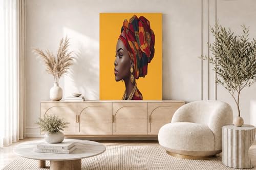 Affiche femmes africaines pour salon déco ocre et moderne