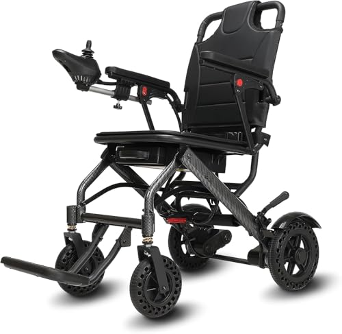Silla de Ruedas Eléctrica Plegable y Ligera, Pesa Solo 15 kg, Tamaño de Viaje, Aprobada por Aerolíneas, Sistema de Frenado Doble, Sillas de Ruedas Motorizadas Portátiles (Estándar)
