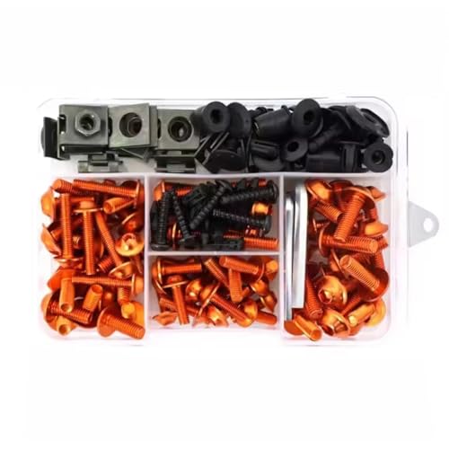 Kit vis carénage CBR600RR orange avec clips et écrous complets