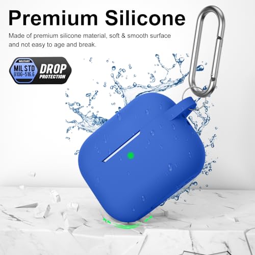 Image of for AirPods Pro 2nd 1st Generation Case Cover with Keychain, Protective Soft Silicone Skin Accessories for Apple AirPods Pro Charging Case 2022 /2019, Front LED Visible, Blue