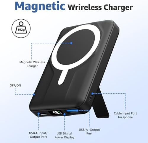 Azmuth for MagSafe Portable Charger, 10000mAh Magnetic Power Bank 20W PD - 1