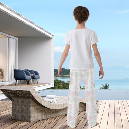 visesunny Boys' Pants Watercolor Lite Pink Dot Jogger Pants Elastic Waist Long Bottoms Trousers with Pockets3