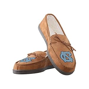 FOCO SLPNC13MOC NCAA North Carolina Tar Heels Mens College Team Logo Moccasin Slippers, Tan