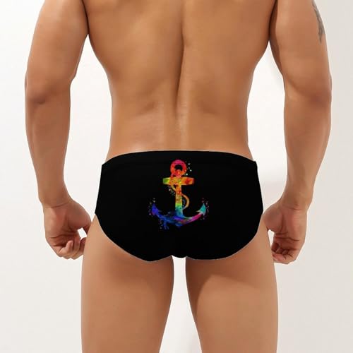 Colorful Anchors Mens Swim Briefs Quick Dry Swimming Trunks Training Swimsuit Low Rise Swimwear2