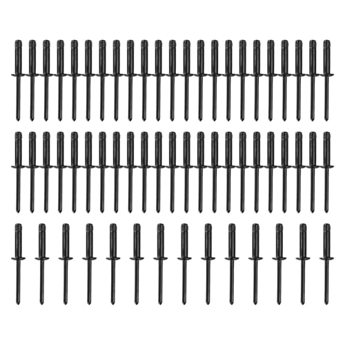 Rivet Noir, 60 pièces Rivet pour Pop Noir, Rivets Plaque Immatriculation, Rivet Plaque Immatriculation, Rivet pour Pop Tete Large, 4 נ25 mm, pour Industrie, Construction, Ameublement.(Noir)