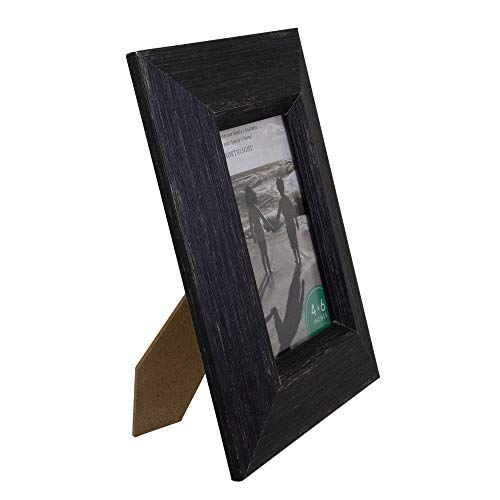 Northlight 9.25" Distressed Finish Rectangular 4" X 6" Photo Picture Frame - Black #TOP3