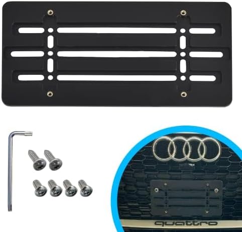 Front Bumper Tow Hook License Plate Mount Bracket for Audi, Plate Holder Set w Unique Screw Bolts & Black Screw Caps, License Tag Mounting Kit, Quality Plate Holders, Premium Car & Truck Accessories image 3