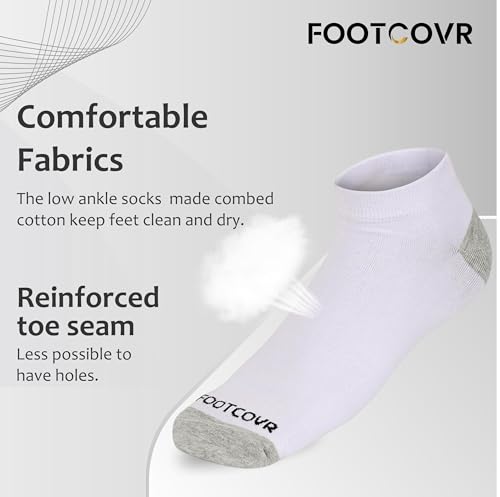 Premium Cotton Low Ankle Socks for Women & Men - 6 Pairs Ultra Soft Low Ankle Socks - for Size 6-124
