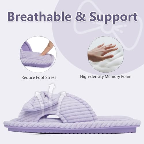 Cute Slippers for Women Indoor and Outdoor Cozy Soft Bow Open Toe Womens Slippers with Memory Foam Anti-Skid Sole Slides Spa Birthday Gifts for Women Mom Her Ladies Bridesmaid4