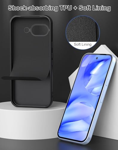 Image of MOBILOVE Back Cover Case for Google Pixel 9a | Pure Liquid Soft Matte Silicone Case with Logo and Comes with Camera and Screen Protection Back Cover for Google Pixel 9a (Black)