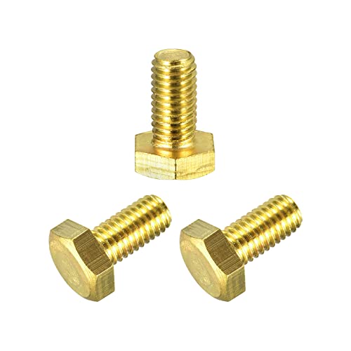 Image of uxcell Brass Hex Bolts, M8x16mm 3pcs Fully Thread Grade 4.8 Solid Brass Hexagon Head Bolt Machine Screws for Machinery