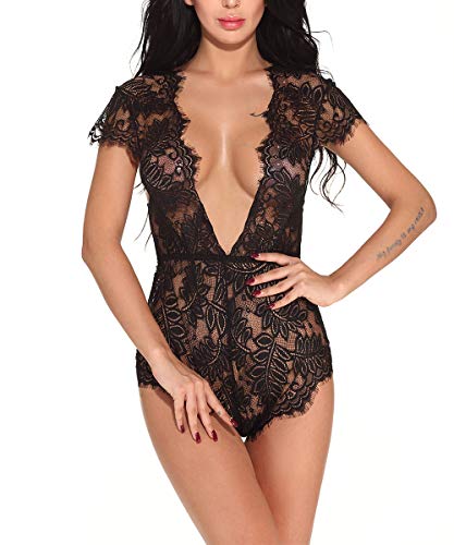 JinSu Sexy Donna Babydoll Lingerie con Maschera di Pizzo, Pizzo Prospettiva Pigiama, Affascinante Camicie da Notte, per Luna di Miele, Matrimoni, Anniversari, San Valentino e Altro
