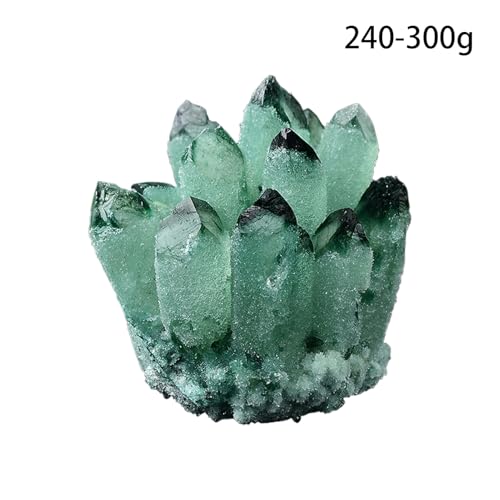 Exhibición de muestras minerales en bruto con racimo de cuarzo verde natural 2