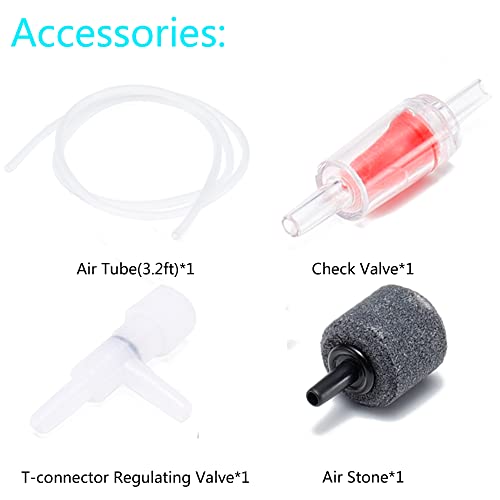 Zspet 1.5W Mini Ultra Quiet Aquarium Air Pump，Oxygen Pump With Accessorie, Fish Tank Gas Output Pump, For 15-Gallon Small Size Fish Tank #TOP6