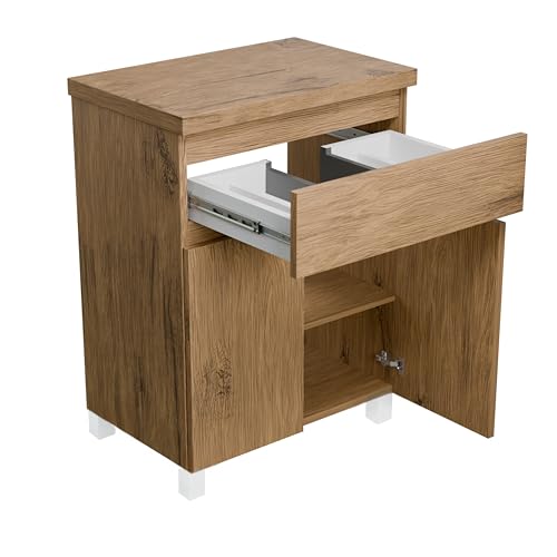 paplinskimoebel - Mobile per lavabo ARIZA TOP larghezza 60 cm, senza lavabo, base con cassetto, sospesa o in piedi, per lavabo da appoggio - Legno/Quercia Lancillotto